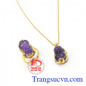 Bộ trang sức tỳ hưu Thạch anh tím thiên nhiên