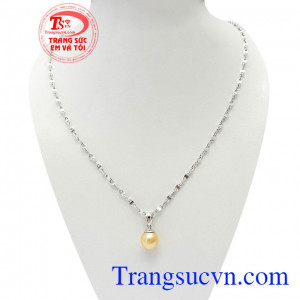 Bộ Dây Ngọc Trai Tinh Tế kết hợp mặt dây chuyền ngọc trai và dây chuyền Ý bền đẹp, chất lượng