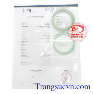 Giấy kiểm định Vòng ngọc cỡ lớn