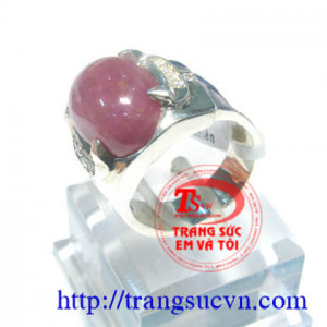 Nhẫn bạc ruby thiên nhiên