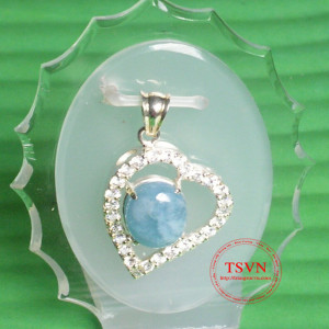 Mặt dây gắn đá aquamarin 1