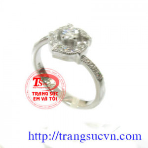 Nhẫn nhẫn bạc cao cấp gắn đá kim cương 