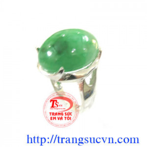 Nhẫn nữ cẩm thạch, nhẫn bạc ngọc cẩm thạch thiên nhiên đẹp giá rẻ