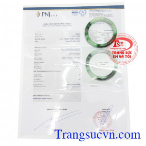 Giấy kiểm định Vòng ngọc thiên nhiên