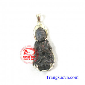 Mặt phật quan âm sapphire thiên nhiên 100%