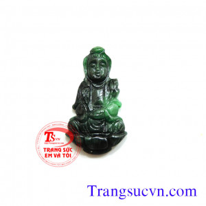 Phật ngọc cẩm thạch thiên nhiên Phật cẩm thạch màu xanh  Phật ngọc Jadeite thiên nhiên với chất lượng tốt phù hợp.  Sản phẩm mặt phật ngọc cẩm thạch thiên nhiên bọc vàng tây 10k, 12k,14k,18k có giấy kiểm định vàng kèm theo.  Trọng lượng: 6,10 Carat  Kích 