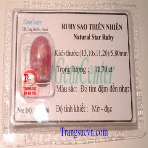 Ruby sao tự nhiên đẹp