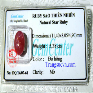 Ruby sao tự nhiên đẹp