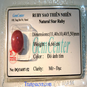 Đá ruby sao thiên nhiên