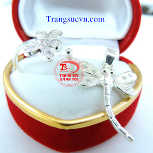 Bộ mặt dây chuyền bạc
