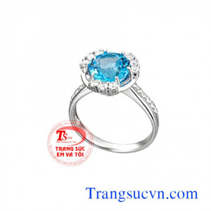 Nhẫn đá topaz vàng tây 14k