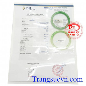 Giấy kiểm định Vòng Ngọc Cẩm Thạch TN