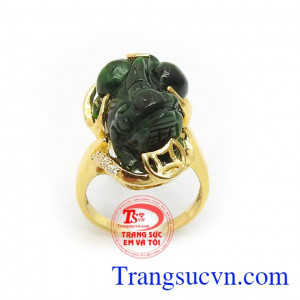 Nhẫn tỳ hưu nữ 14k đeo may mắn