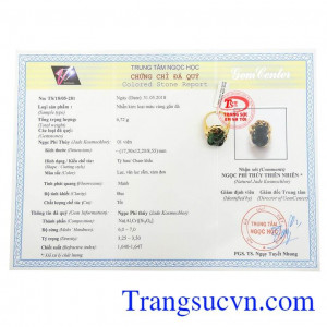 Giấy kiểm định Nhẫn Vàng Tỳ Hưu Jadeite Thiên Nhiên
