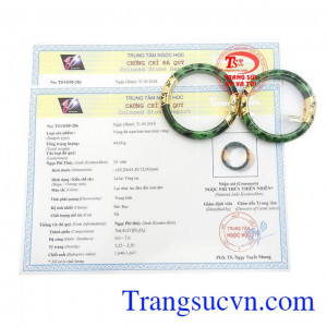 Giấy kiểm định Vòng Phỉ Thúy Bọc Vàng Thịnh Vượng