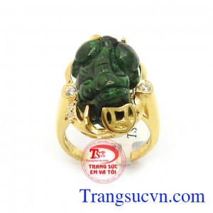 Nhẫn Tỳ Hưu Ngậm Tiền Bình Yên vàng 14k