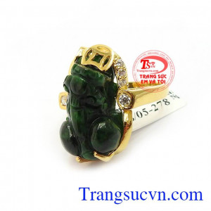 Nhẫn Nữ Tỳ Hưu Hưng Thịnh vàng 14k sang trọng, quý phái