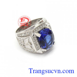  Nhẫn vàng trắng nam thời trang vàng 18k, bảo hành 12 tháng