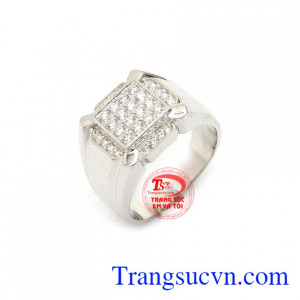 Nhẫn vàng trắng nam tinh tế là sản phẩm nhẫn nam thời trang, sang trọng