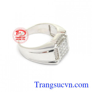 Nhẫn vàng trắng nam tinh tế là sản phẩm nhẫn nam thời trang, sang trọng