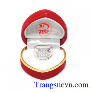 Nhẫn vàng trắng nam tinh tế món đồ trang sức không thể thiếu của phái mạnh