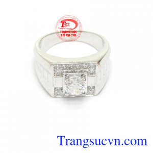 Nhẫn nam vàng trắng 10k phong cách là món quà sinh nhật ý nghĩa dành tặng bạn nam, giao hàng nhanh trên toàn quốc