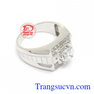 Nhẫn nam vàng trắng 10k phong cách là sản phẩm đẹp thời trang và phòng cách