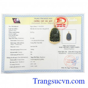 Giấy kiểm định Phật Bản Mệnh Tuổi Ngọ Phỉ Thúy