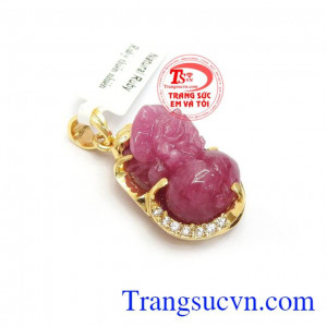 Mặt Tỳ Hưu Ruby Đại Cát bọc vàng 14k đẳng cấp