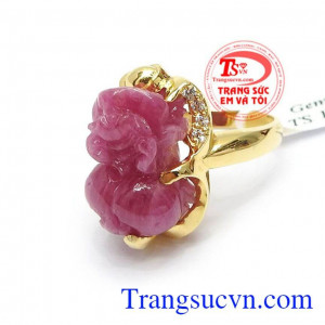 Nhẫn Tỳ Hưu Ruby May Mắn, tài lộc