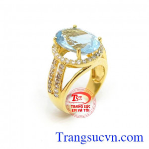 Nhẫn Nữ vàng 14k gắn Topaz quý phái