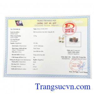Giấy kiểm định Hoa Tai Sapphire Thịnh Vượng