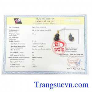 Giấy kiểm định Mặt Dây Tỳ Hưu Sapphire Thịnh Vượng