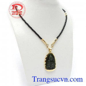 Bộ Dây Bản Mệnh Tuất Và Hợi gồm dây da đốt vàng 14k và mặt phật A Di Đà bản mệnh tuổi Tuất và Hợi