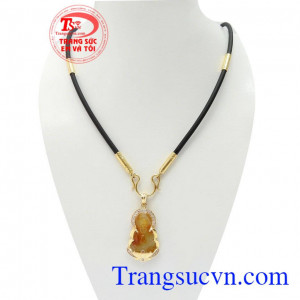 Bộ Dây Phật A Di Đà May Mắn kết hợp giữa dây cao su đốt vàng 14k và mặt phật A Di Đà Thạch anh bọc vàng 14k bền đẹp