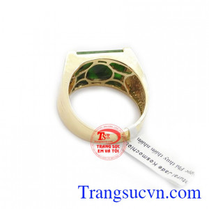 Nhẫn nam ngọc jadeite sang trọng vàng 14k, bảo hành 12 tháng, giao hàng nhanh trên toàn quốc