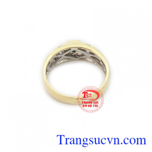 Nhẫn nam vàng trắng ngọc cẩm thạch
