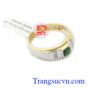 Nhẫn nam vàng trắng ngọc cẩm thạch, bảo hành 12 tháng, giao hàng nhanh trên toàn quốc