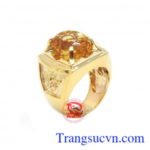 Nhẫn thạch anh vàng đại bàng