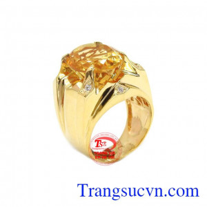 Nhẫn thạch anh vàng quý ông