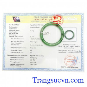 Giấy kiểm định Chiếc vòng tay nữ cẩm thạch
