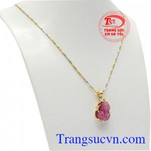 Mặt dây vàng tây gắn đá ruby thiên nhiên