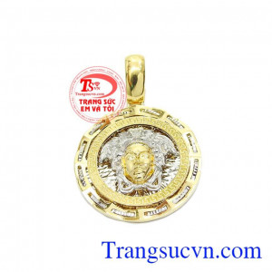 Mặt dây vàng mạnh mẽ vàng 10k được thiết kế độc đáo, kết hợp vàng màu và vàng trắng.