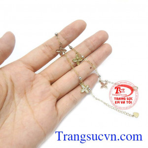 Lắc Chân Bốn Lá May Mắn nhập khẩu vàng 10k