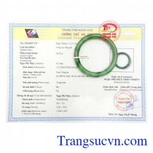 Giấy kiểm định Vòng Tay Phỉ Thúy An Khang