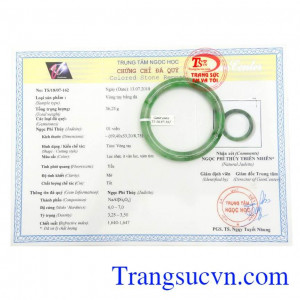 Giấy kiểm định Vòng Ngọc Phỉ Thúy Phát Lộc