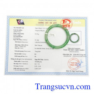 Giấy kiểm định Vòng Ngọc Phỉ Thúy Công Danh