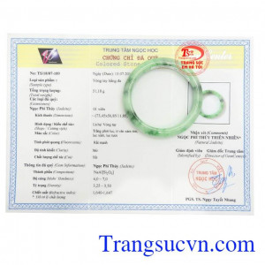 Giấy kiểm định Vòng Ngọc Phỉ Thúy Thịnh Vượng