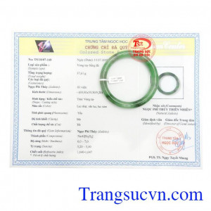 Giấy kiểm định Vòng Ngọc Phỉ Thúy Lộc Phúc