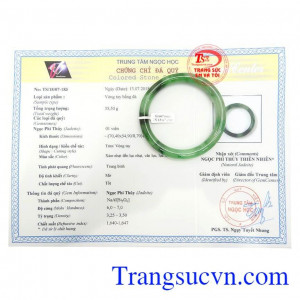 Giấy kiểm định Vòng ngọc cẩm thạch xanh